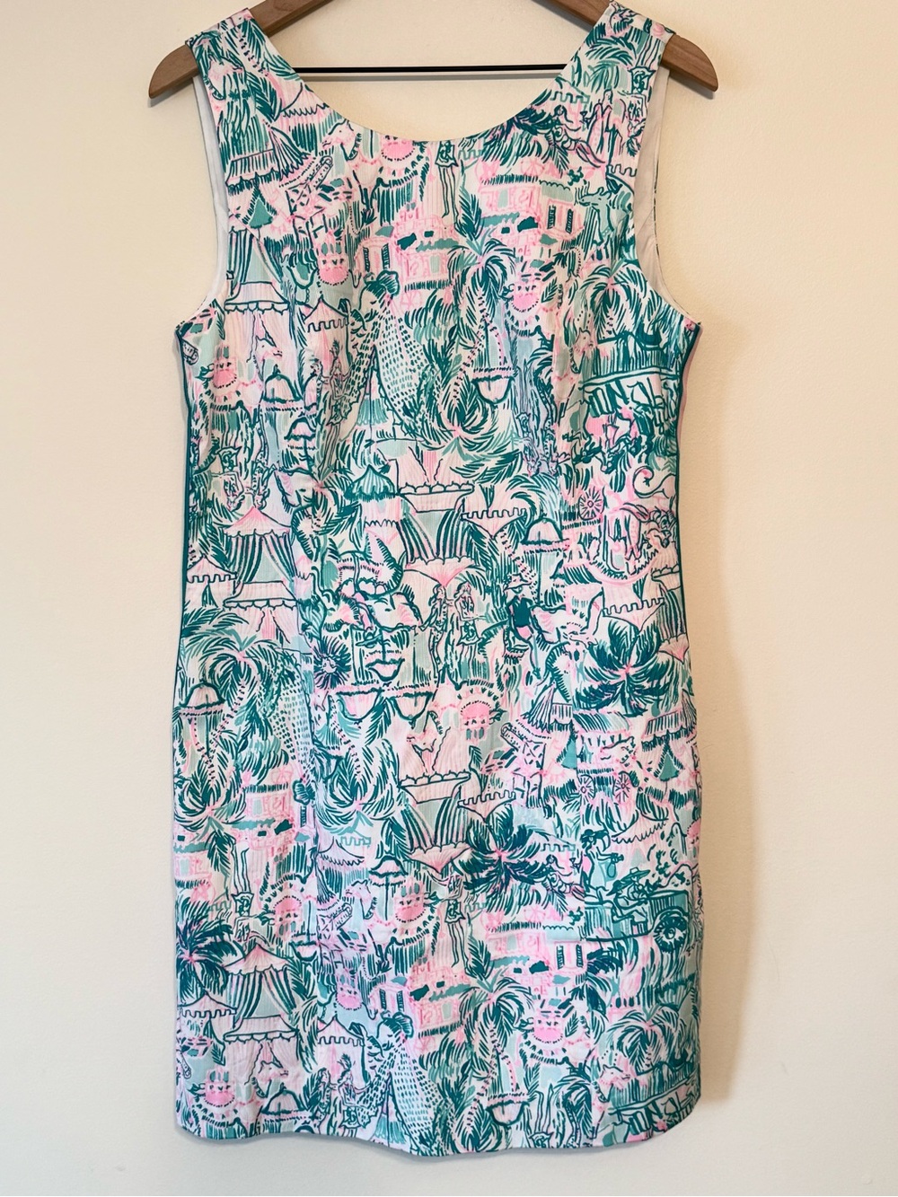 LILLY PULITZER Pink & Green Tropical Shift Dress | Sleeveless Resort Print - Picture 1 of 10